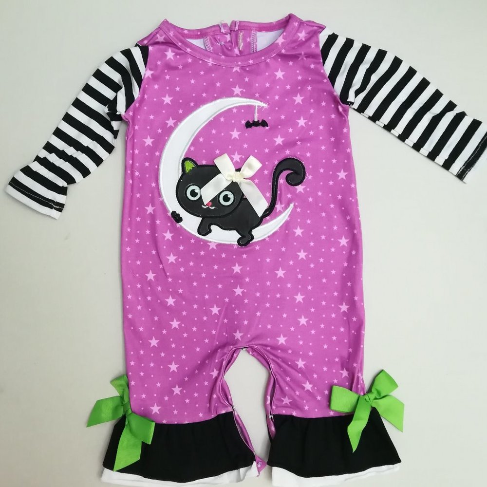 KITTEN ON THE MOON RUFFLED ROMPER